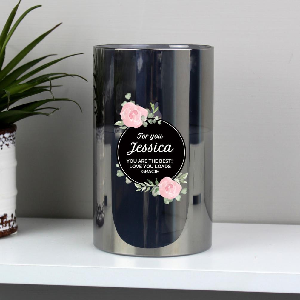 Personalised Floral Smoked Glass LED Candle Extra Image 2
